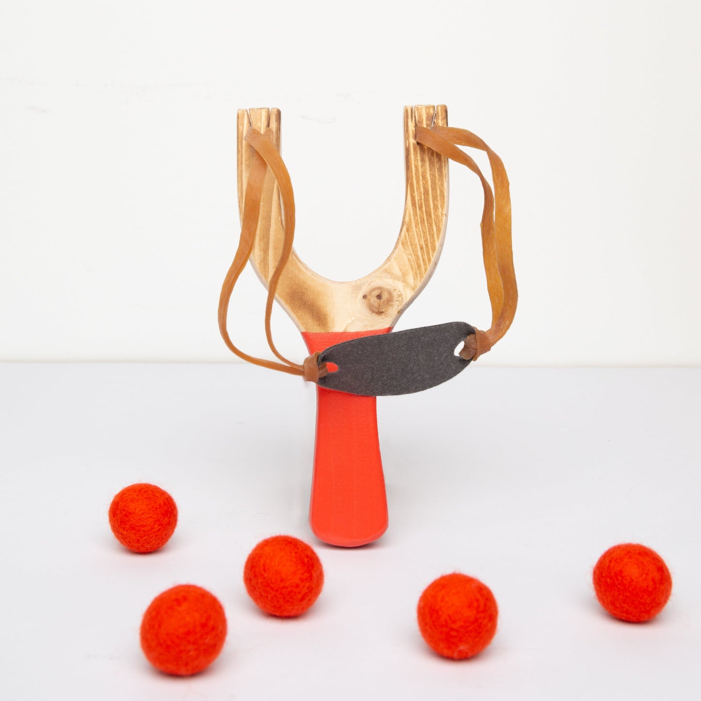 Wooden Slingshot with Felt Ammo